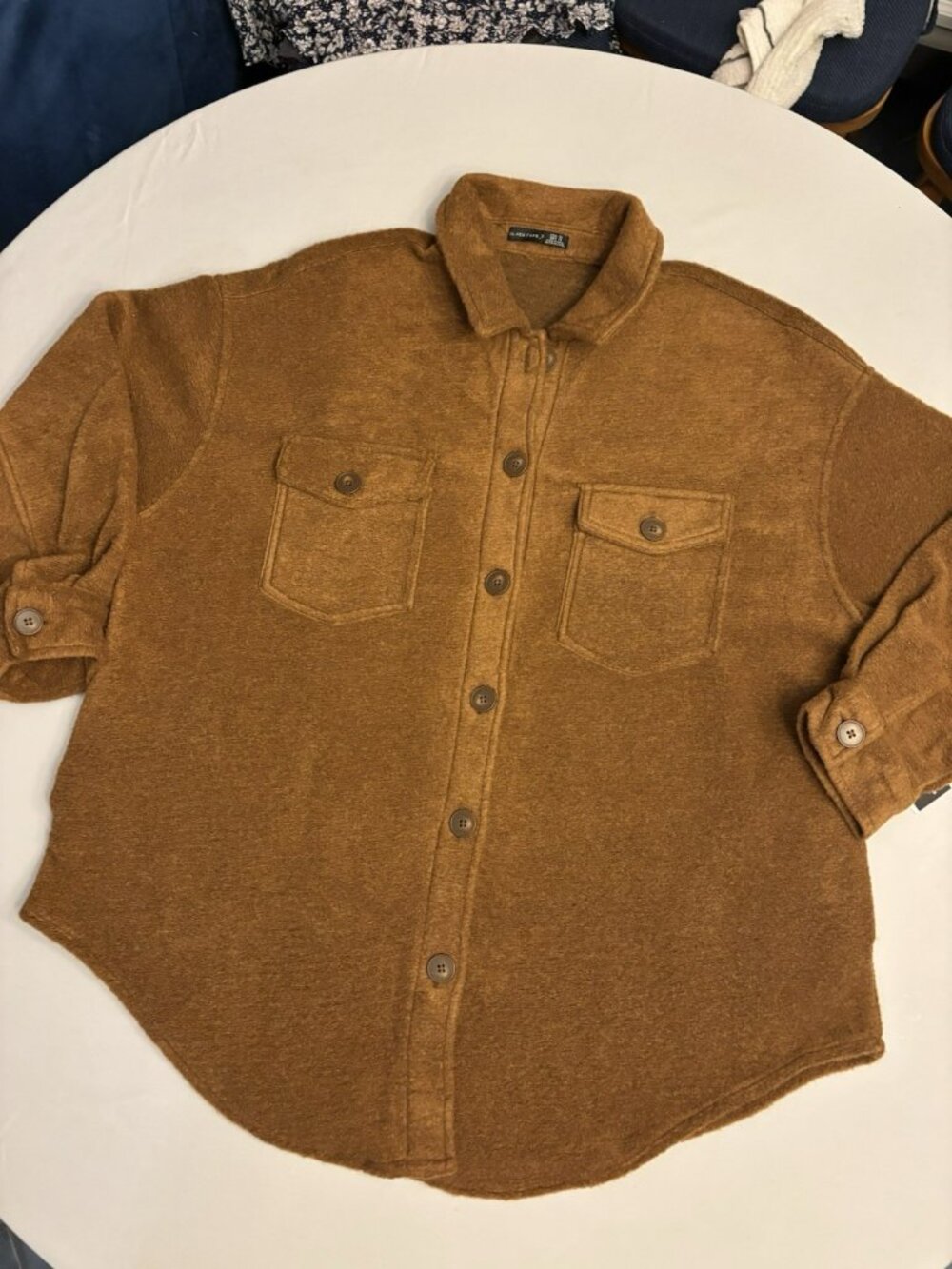 Black Tape Button Up Jacket Womens 1X Brown Fleece Shacket Soft Over shirt NWT